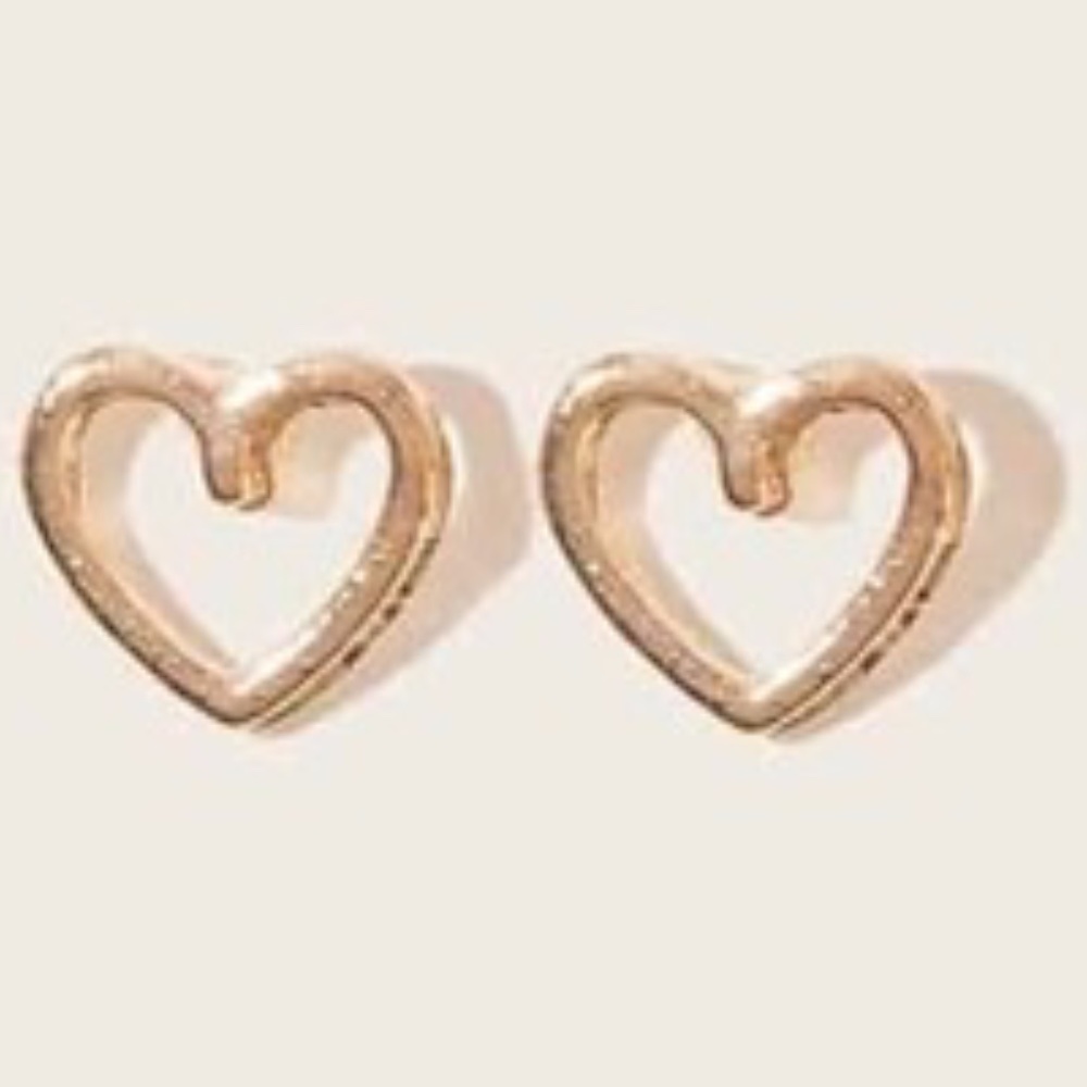 🍭 3/$15 Gold Open Heart Stud Earrings Brand New